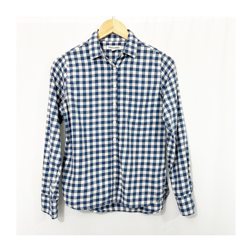 Tradlands Marine Cotton Gingham Plaid Button Down Shirt